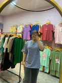 تيشرت باكسي راه راه جيب دار