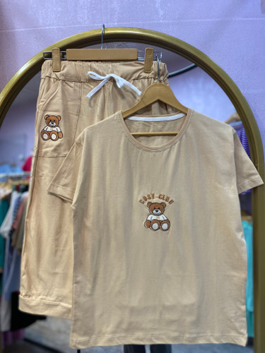 ست تیشرت و شلوارک گلدوزی خرس 🐻