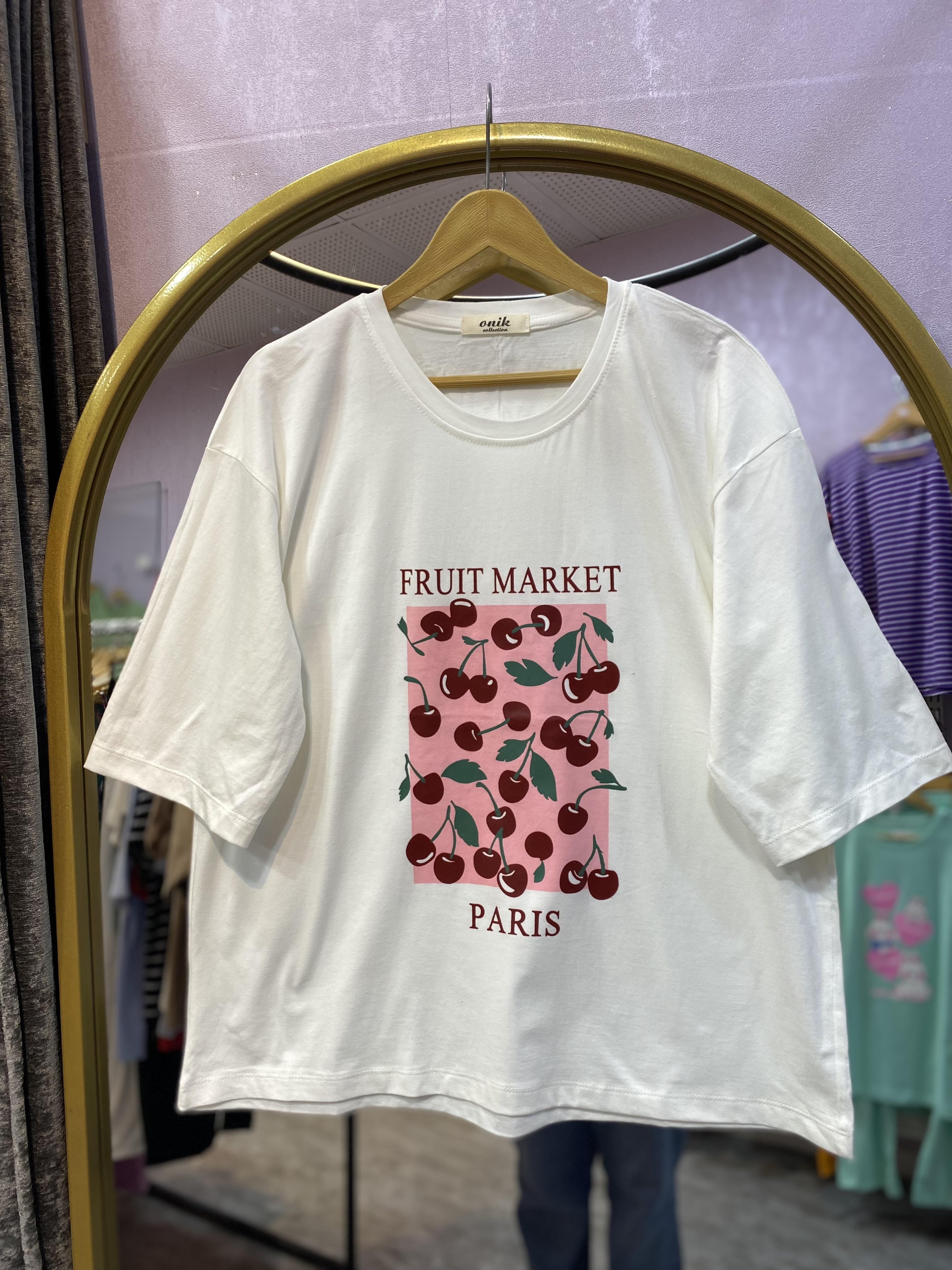 تيشرت باكسي سفيد ابري پينترستي🍒